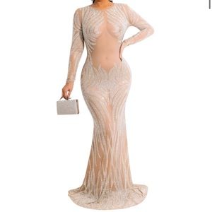 Skin tone matching evening gown